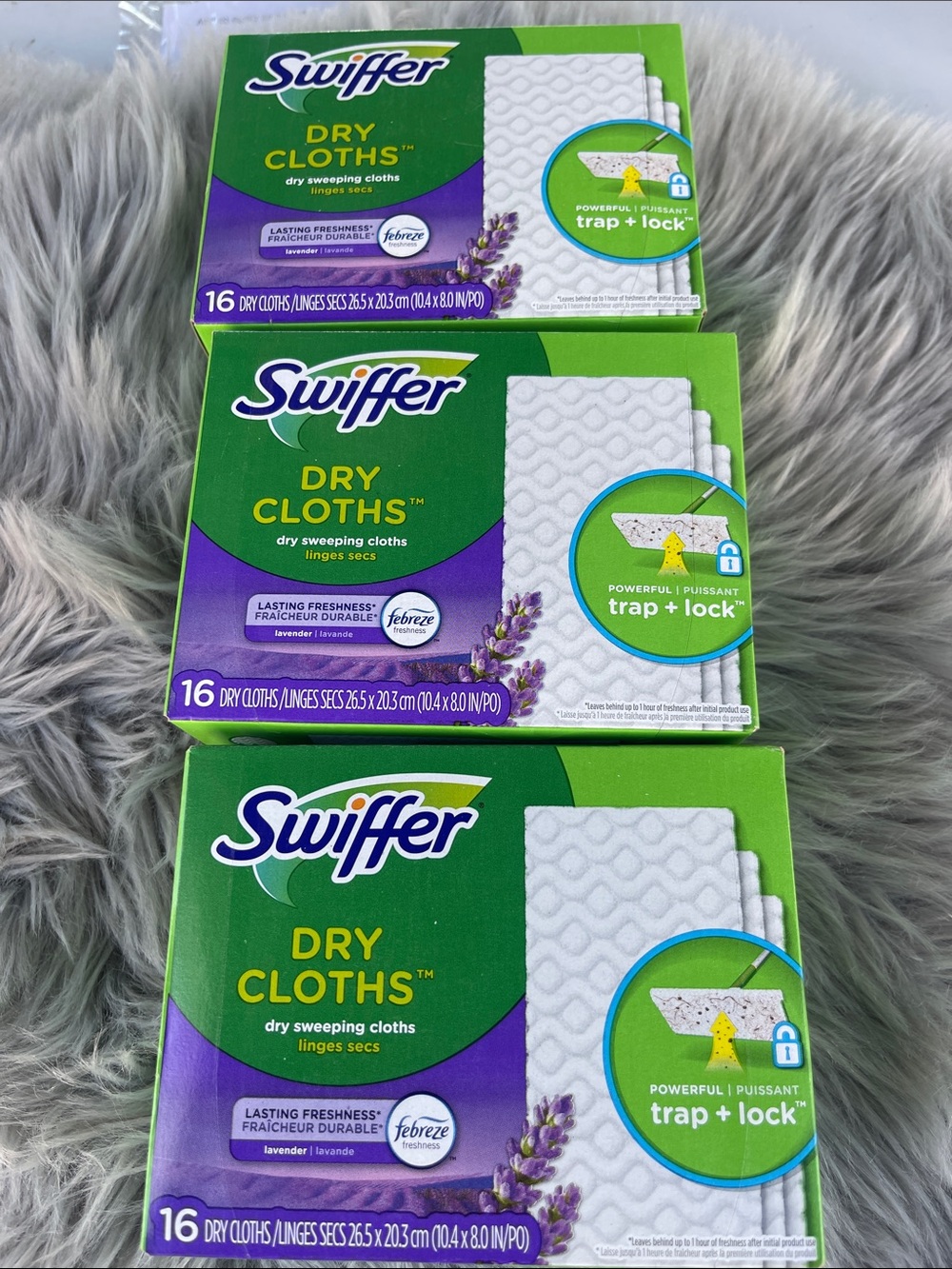 Swiffer Dry Cloths Lavender Scent - Green & Purple Packaging, White Cloths